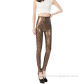 Hot Sales Leopard Print Tight Leather Pants Womens